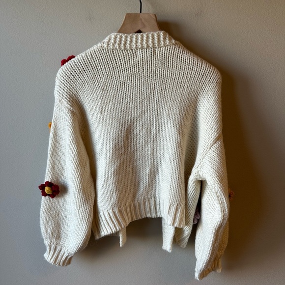 Vine Tree Floral Embellished Cream Cardigan Sweater - Picture 5 of 5